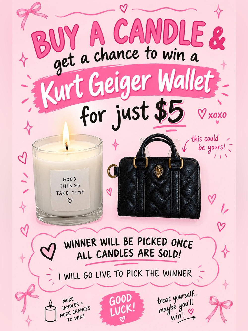 BUY A CANDLE & GET A CHANCE TO WIN A KURT GEIGER WALLET FOR ONLY $5